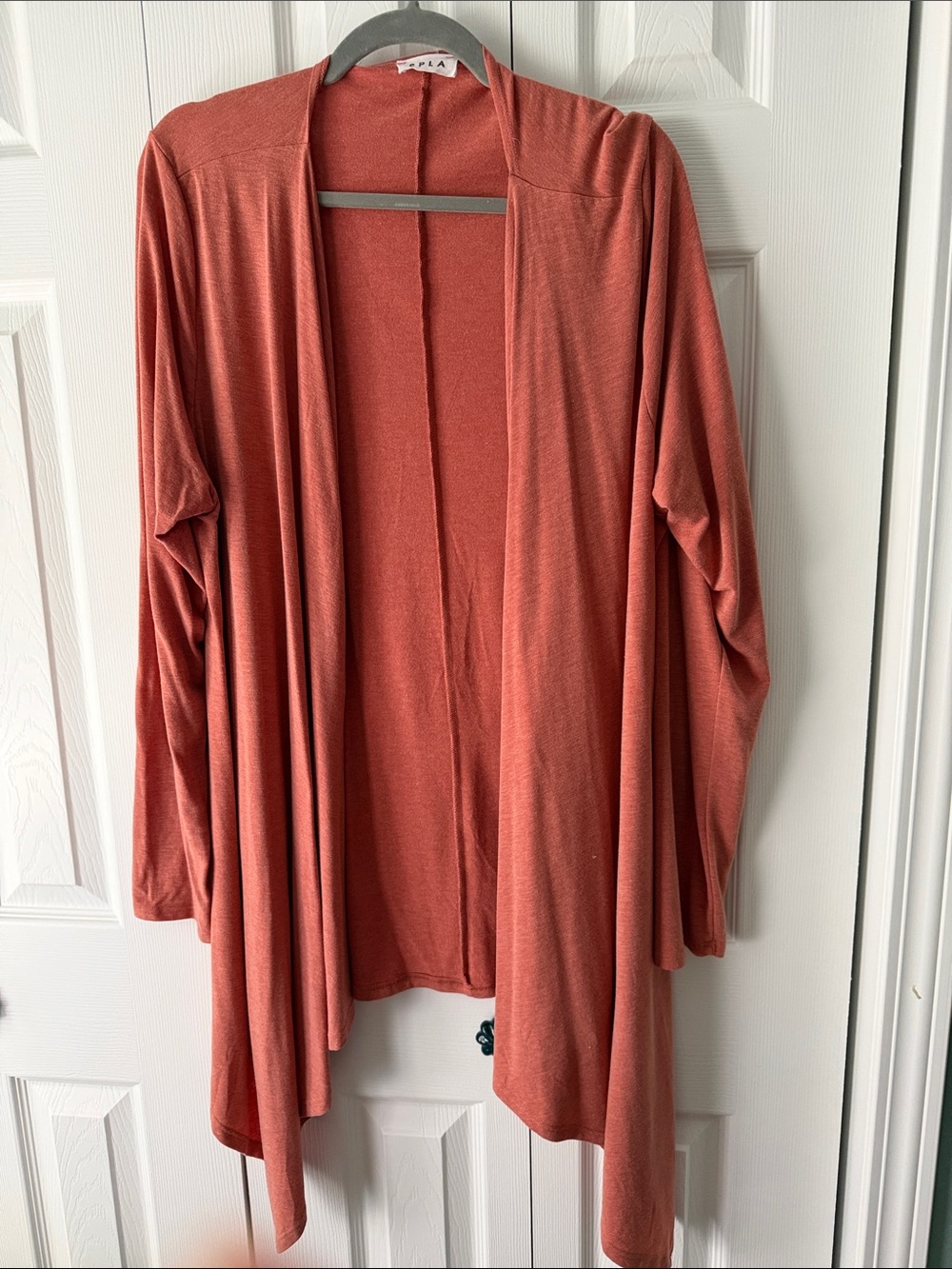 Open-Front Lightweight Cardigan Sweater - Rust